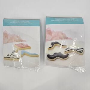 Lady and Gentleman cookie cutter sets NEW dress lips heel bow tie mustache